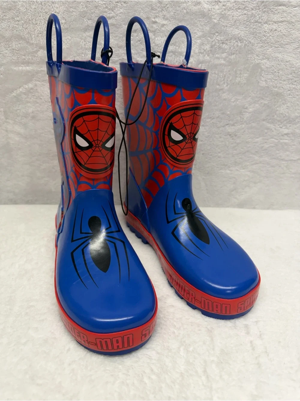 Marvel Spider-Man Kids Rain Boots Blue Red Waterproof Boys Size 13-1